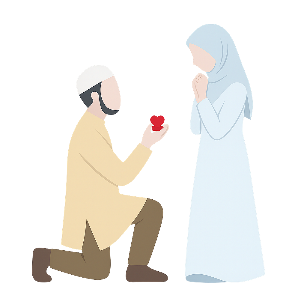 Groom proposing to bride